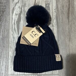 C.C Baby/Toddler Navy Pom Pom Beanie